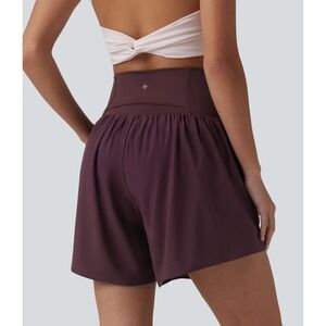 Halara High Waist Running Shorts 5" Pockets Fig Purple Burgundy M Athletic Comfy